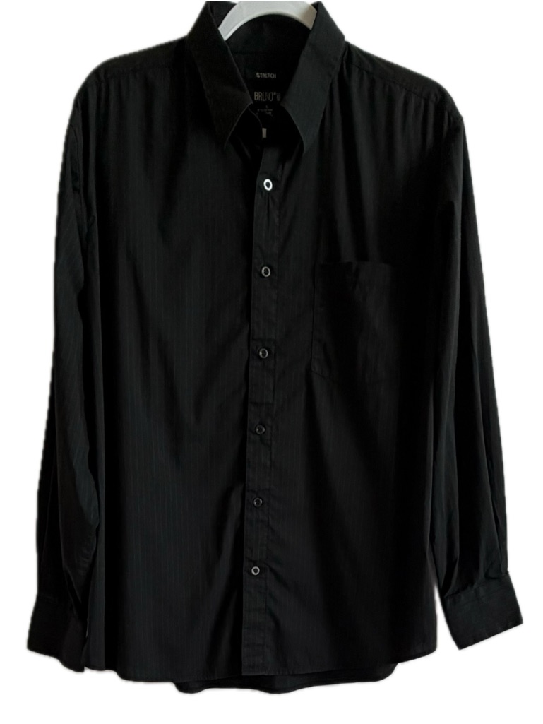 Men’s Bruno Black Button Up Pin Stripe Dress Shirt